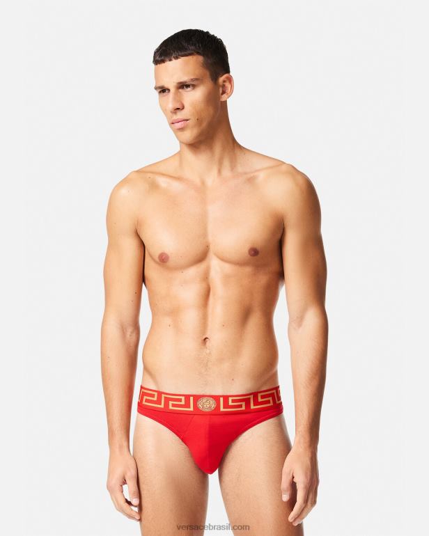 roupas íntimas e moda praia P2TX1771 Versace tanga fronteiriça greca vermelho homens