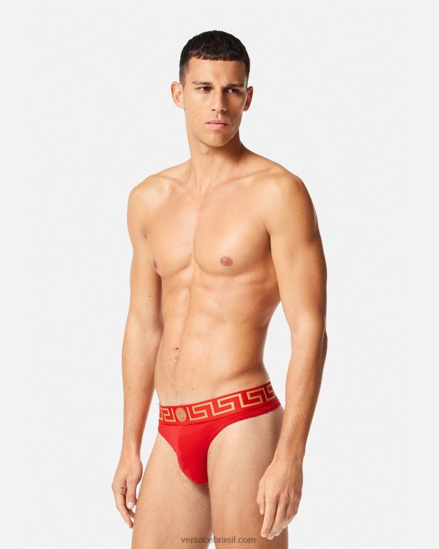 roupas íntimas e moda praia P2TX1771 Versace tanga fronteiriça greca vermelho homens