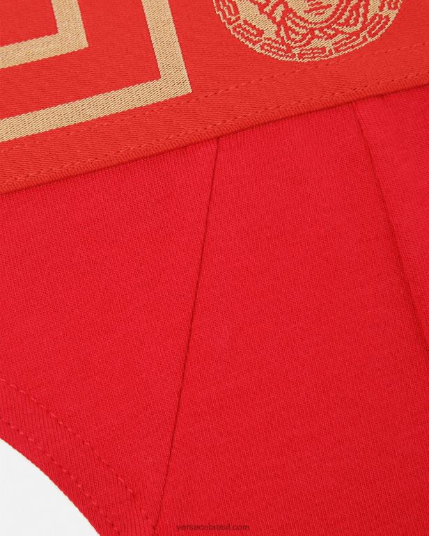 roupas íntimas e moda praia P2TX1771 Versace tanga fronteiriça greca vermelho homens