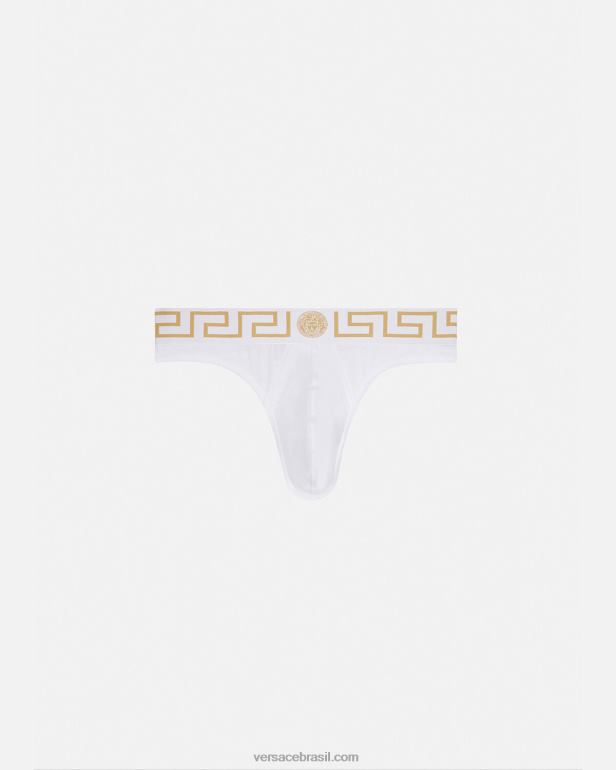 roupas íntimas e moda praia P2TX1772 Versace tanga fronteiriça greca ouro Branco homens