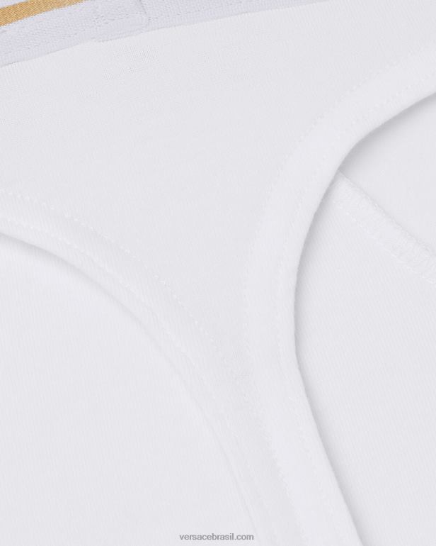 roupas íntimas e moda praia P2TX1772 Versace tanga fronteiriça greca ouro Branco homens