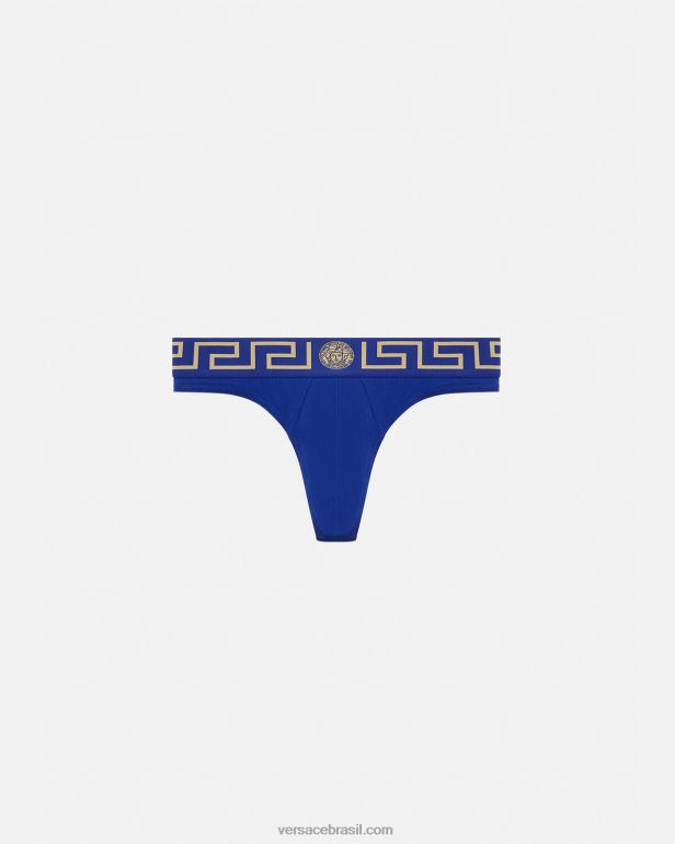 roupas íntimas e moda praia P2TX1773 Versace tanga fronteiriça greca azul homens