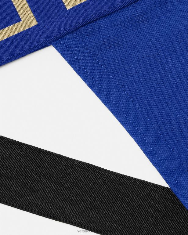 roupas íntimas e moda praia P2TX1777 Versace greca border jockstrap azul homens