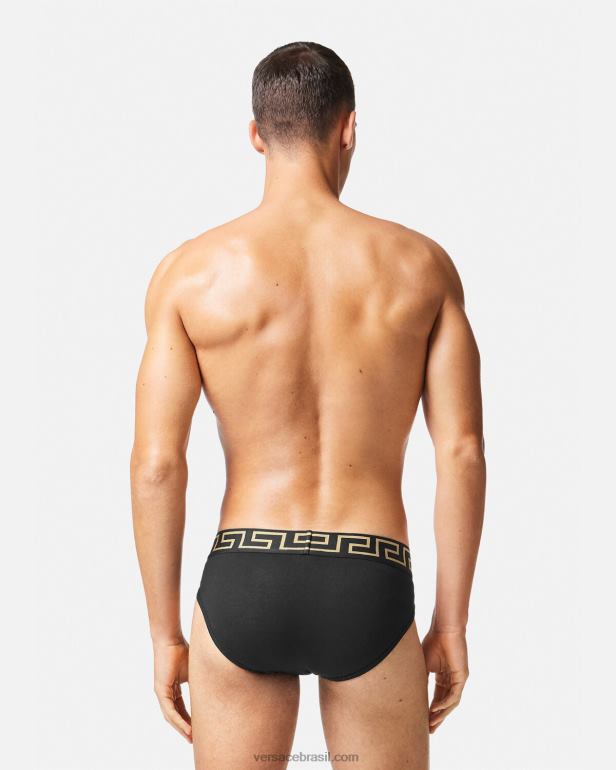 roupas íntimas e moda praia P2TX1782 Versace cuecas greca border pacote com 2 preto homens