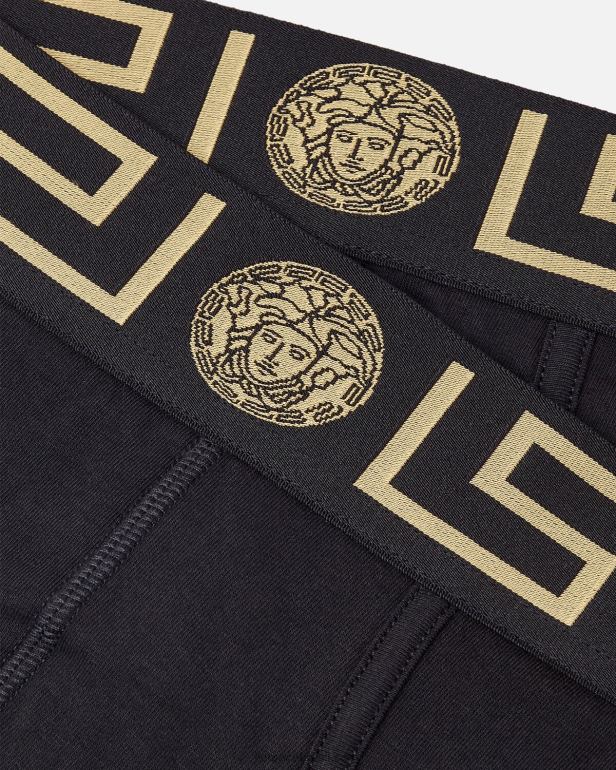 roupas íntimas e moda praia P2TX1782 Versace cuecas greca border pacote com 2 preto homens