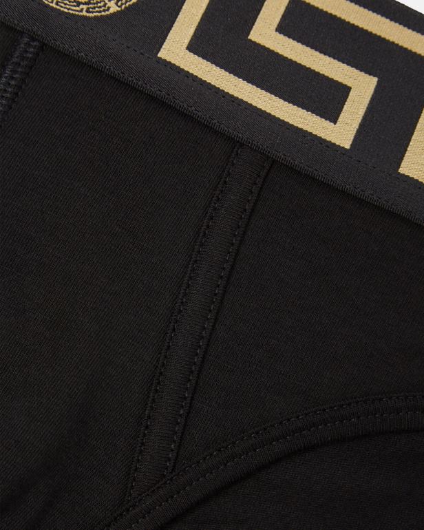 roupas íntimas e moda praia P2TX1785 Versace cueca fronteiriça Greca preto homens