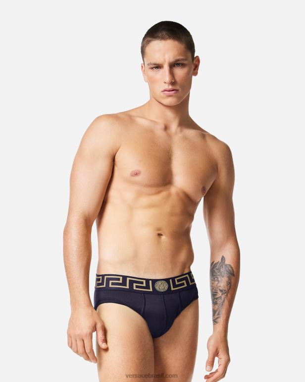 roupas íntimas e moda praia P2TX1786 Versace cueca fronteiriça Greca azul homens
