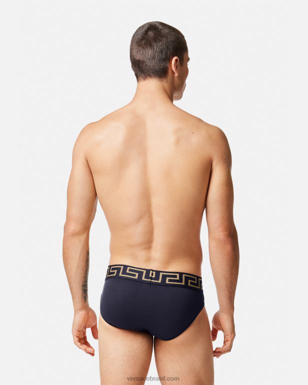 roupas íntimas e moda praia P2TX1786 Versace cueca fronteiriça Greca azul homens