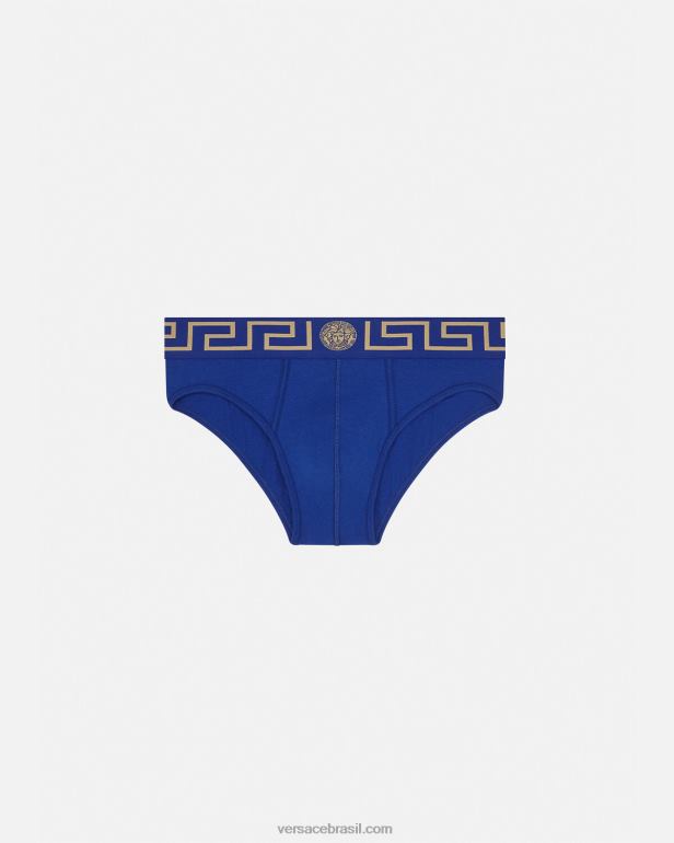 roupas íntimas e moda praia P2TX1787 Versace cueca fronteiriça Greca azul homens