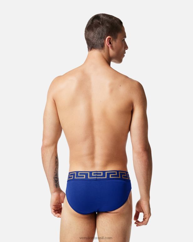 roupas íntimas e moda praia P2TX1787 Versace cueca fronteiriça Greca azul homens