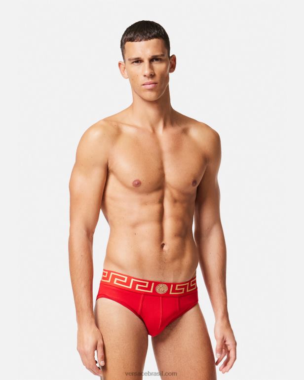 roupas íntimas e moda praia P2TX1788 Versace cueca fronteiriça Greca vermelho homens