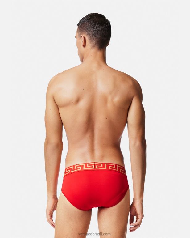 roupas íntimas e moda praia P2TX1788 Versace cueca fronteiriça Greca vermelho homens
