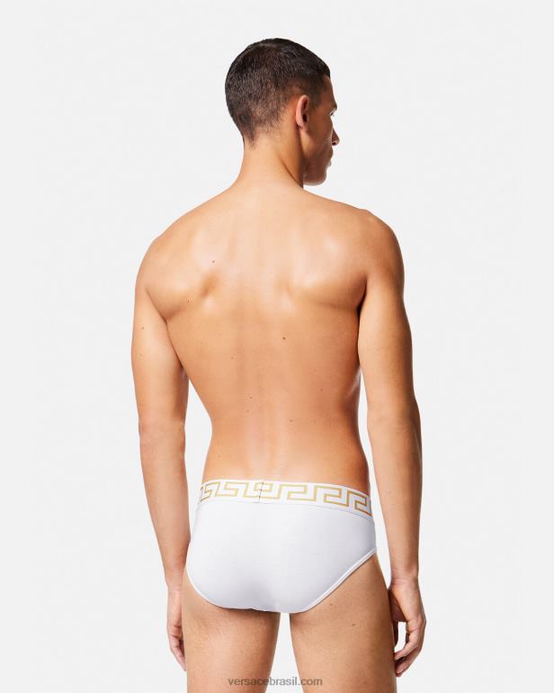 roupas íntimas e moda praia P2TX1789 Versace cueca fronteiriça Greca ouro Branco homens