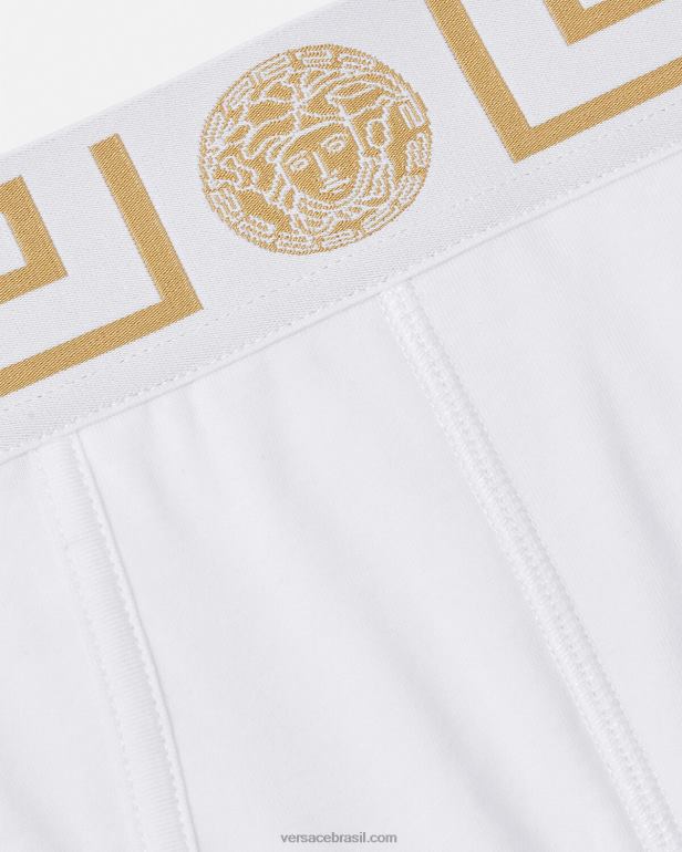 roupas íntimas e moda praia P2TX1789 Versace cueca fronteiriça Greca ouro Branco homens
