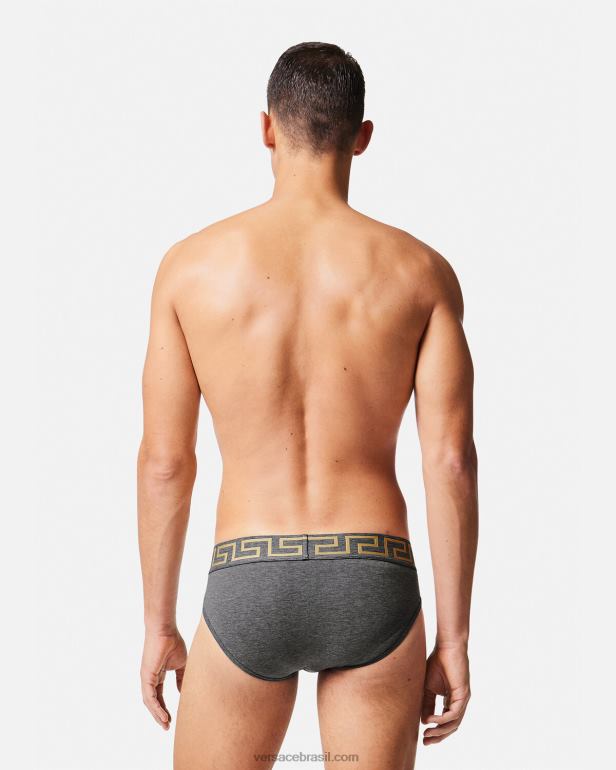 roupas íntimas e moda praia P2TX1790 Versace cueca fronteiriça Greca cinza homens