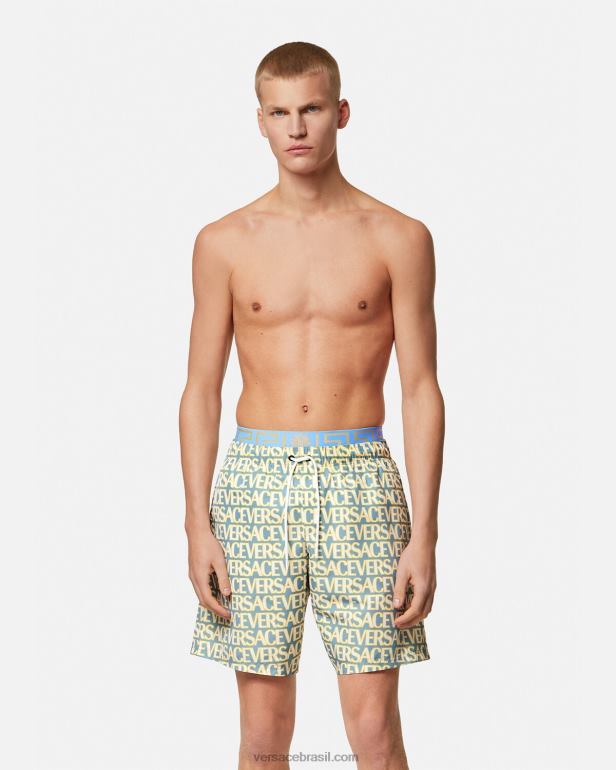 roupas íntimas e moda praia P2TX1794 Versace calções de banho completos imprimir homens