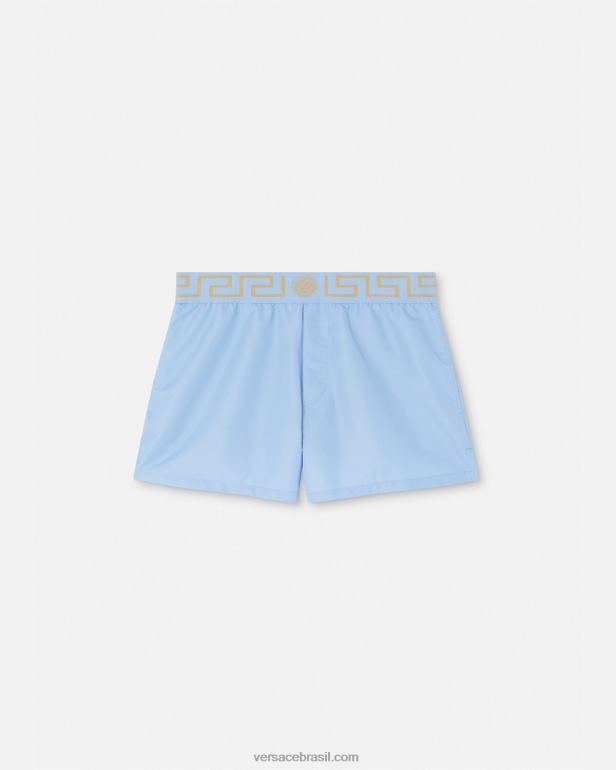 roupas íntimas e moda praia P2TX1796 Versace shorts de banho greca border azul claro homens