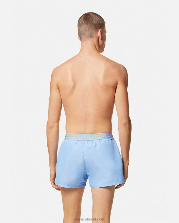 roupas íntimas e moda praia P2TX1796 Versace shorts de banho greca border azul claro homens