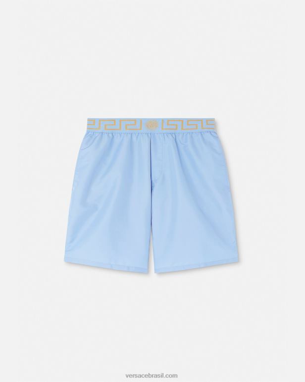 roupas íntimas e moda praia P2TX1798 Versace cueca de banho Greca Border azul claro homens