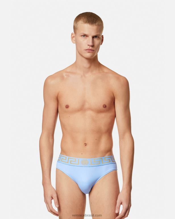 roupas íntimas e moda praia P2TX1798 Versace cueca de banho Greca Border azul claro homens