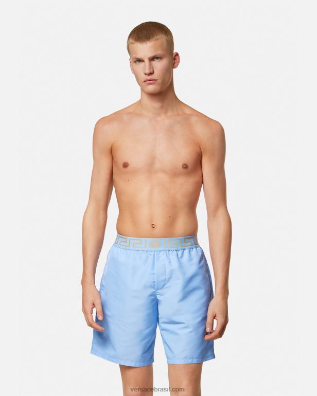 roupas íntimas e moda praia P2TX1799 Versace bermuda greca border azul claro homens