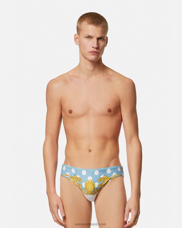 roupas íntimas e moda praia P2TX1801 Versace calcinha de banho barroca concha imprimir homens