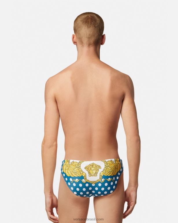 roupas íntimas e moda praia P2TX1801 Versace calcinha de banho barroca concha imprimir homens