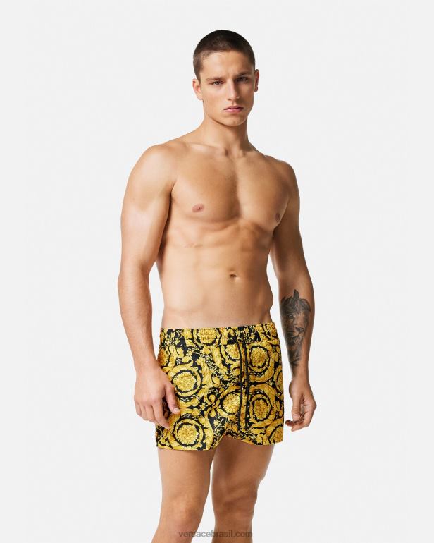 roupas íntimas e moda praia P2TX1804 Versace shorts de banho barroco imprimir homens