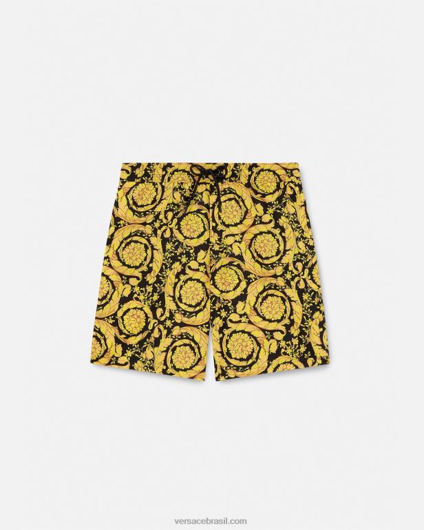 roupas íntimas e moda praia P2TX1806 Versace calções de banho barroco imprimir homens