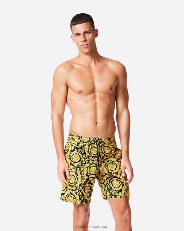 roupas íntimas e moda praia P2TX1806 Versace calções de banho barroco imprimir homens