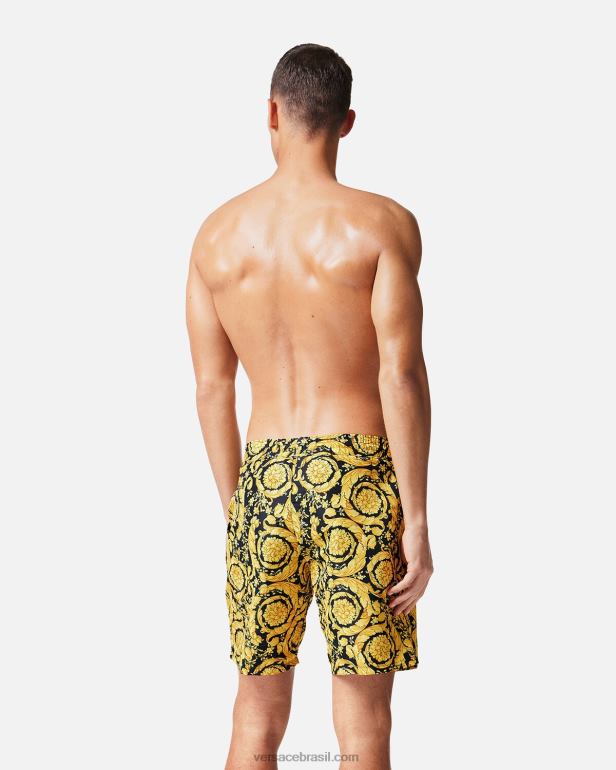 roupas íntimas e moda praia P2TX1806 Versace calções de banho barroco imprimir homens