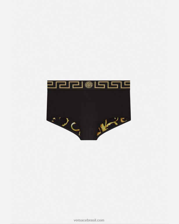 roupas íntimas e moda praia P2TX1807 Versace calção de banho greca border preto homens