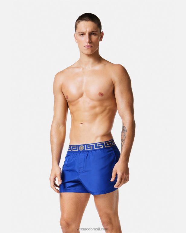 roupas íntimas e moda praia P2TX1808 Versace shorts de banho greca border azul homens