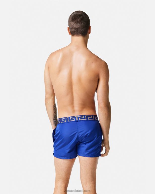 roupas íntimas e moda praia P2TX1808 Versace shorts de banho greca border azul homens