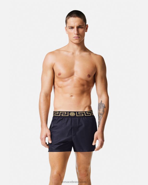 roupas íntimas e moda praia P2TX1809 Versace shorts de banho greca border azul homens