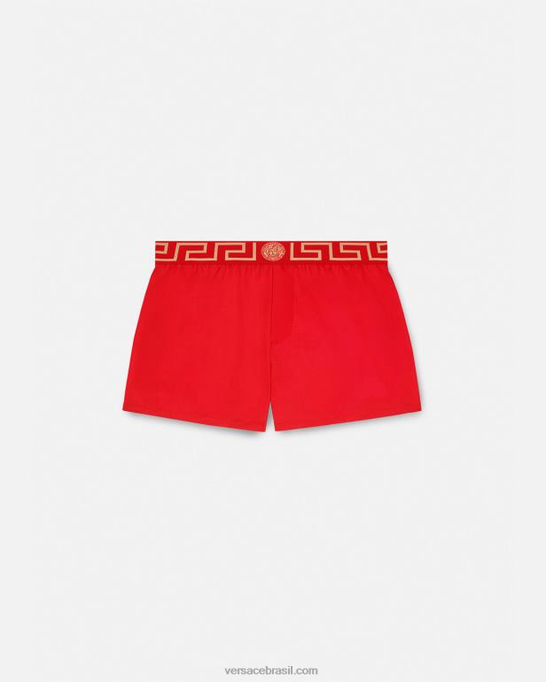 roupas íntimas e moda praia P2TX1810 Versace shorts de banho greca border vermelho homens