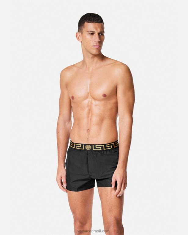 roupas íntimas e moda praia P2TX1811 Versace shorts de banho greca border preto homens