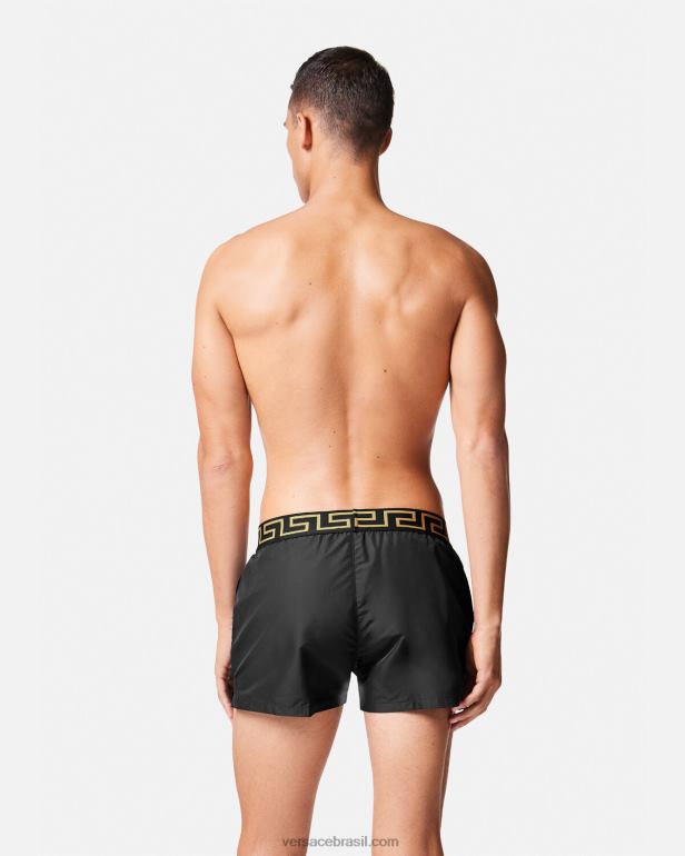 roupas íntimas e moda praia P2TX1811 Versace shorts de banho greca border preto homens