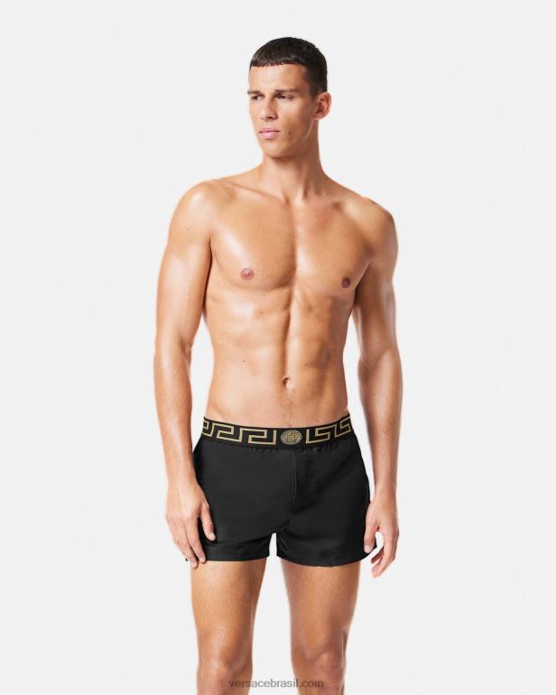 roupas íntimas e moda praia P2TX1813 Versace shorts de banho greca border preto homens