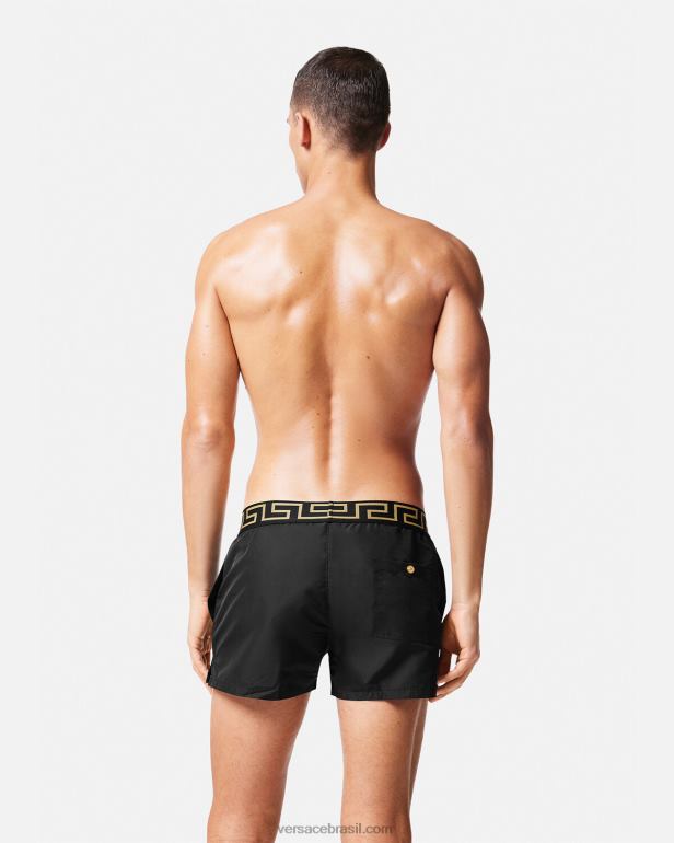 roupas íntimas e moda praia P2TX1813 Versace shorts de banho greca border preto homens