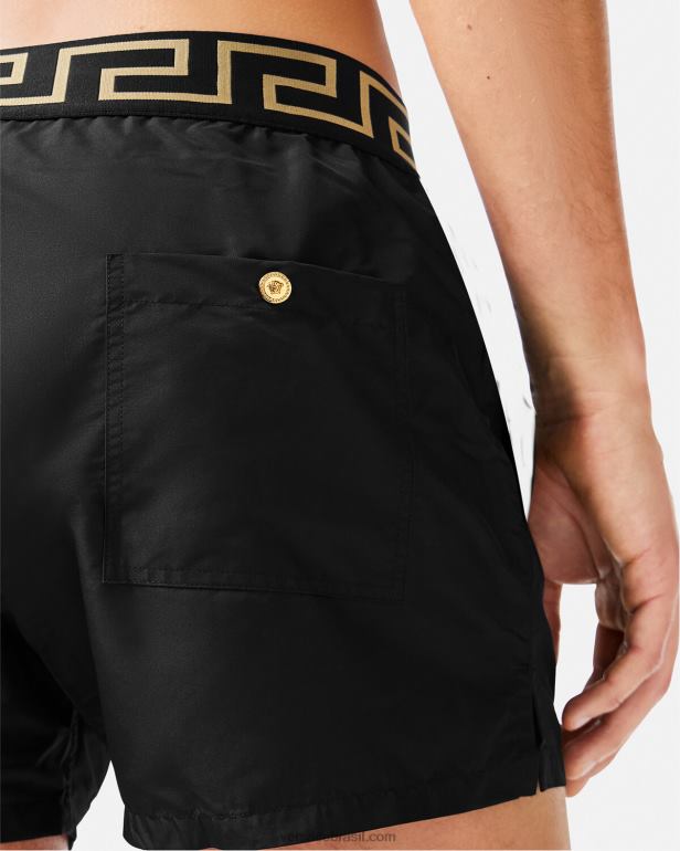 roupas íntimas e moda praia P2TX1813 Versace shorts de banho greca border preto homens