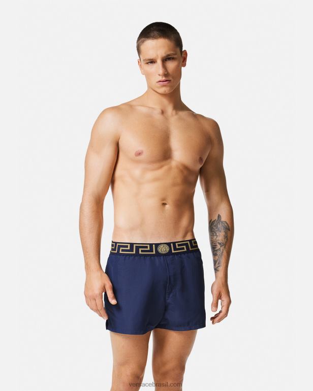 roupas íntimas e moda praia P2TX1814 Versace shorts de banho greca border azul homens