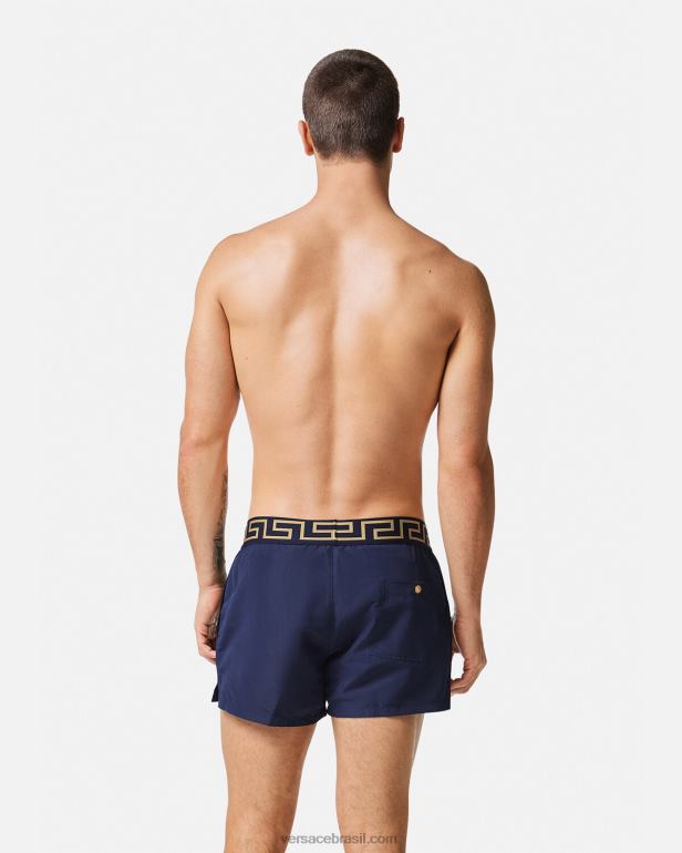 roupas íntimas e moda praia P2TX1814 Versace shorts de banho greca border azul homens