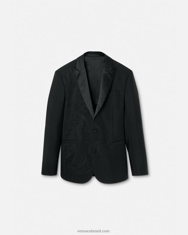 roupas P2TX1262 Versace blazer formal bordado barroco preto homens