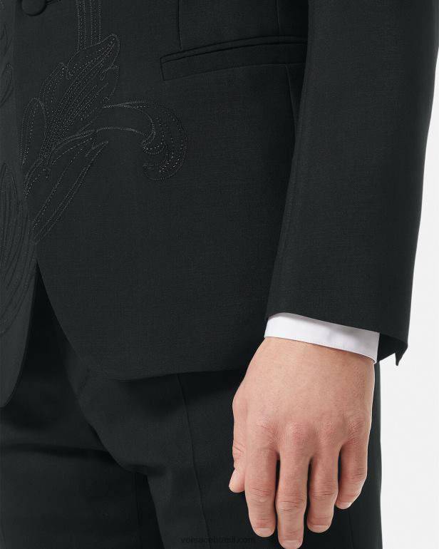 roupas P2TX1262 Versace blazer formal bordado barroco preto homens