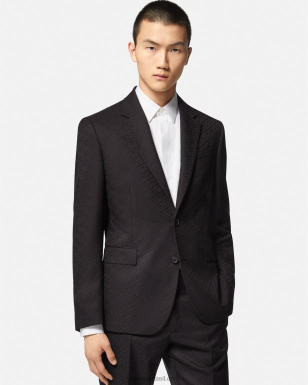 roupas P2TX1264 Versace blazer de alfaiataria la greca preto homens