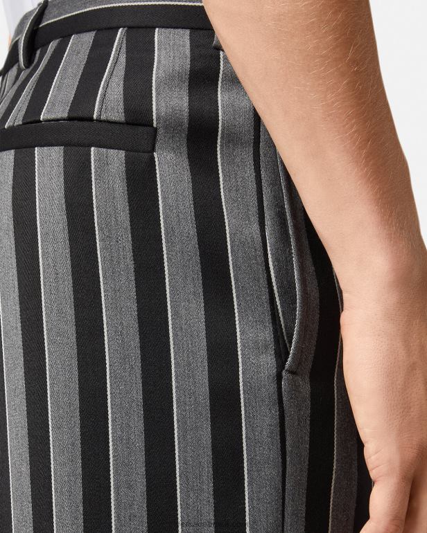 roupas P2TX1269 Versace calças de lã listradas cinza homens