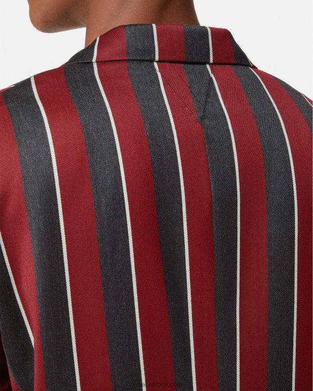 roupas P2TX1271 Versace blazer listrado com abotoamento único vermelho e cinza homens