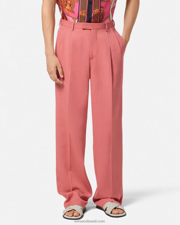 roupas P2TX1274 Versace calças formais de perna larga rosa homens