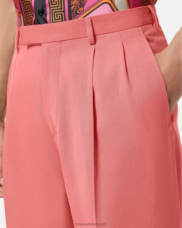 roupas P2TX1274 Versace calças formais de perna larga rosa homens
